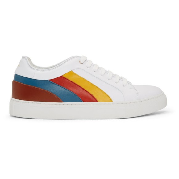 Paul Smith Multi Stripe Basso Sneakers Mens Leather Lace Up Shoes Size 6 New BOX - Picture 1 of 13